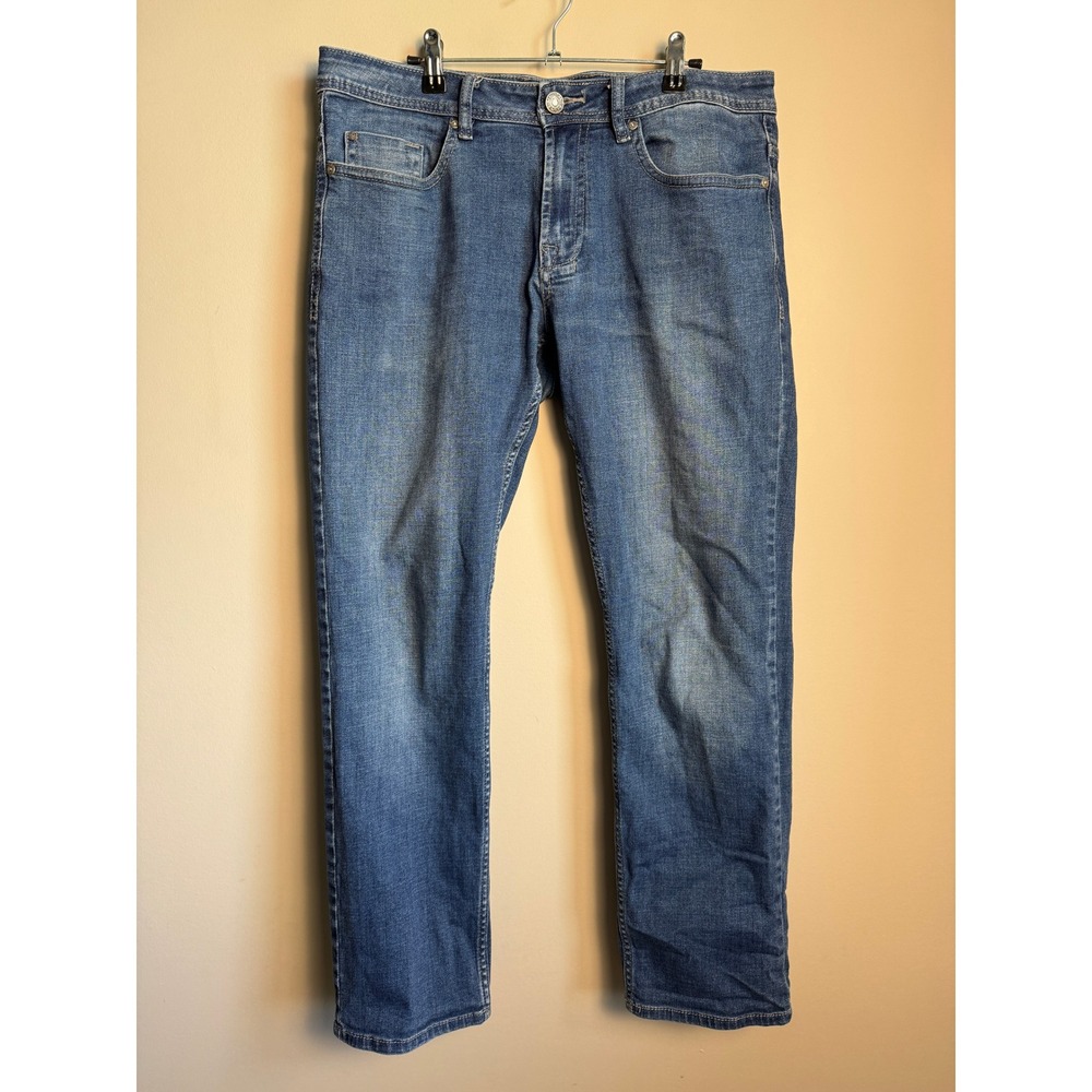 Buffalo Davids Blue Jack Slim Straight Stretch 32x30 Denim Casual Classic Jeans